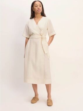 Everlane Linen Cream Wrap Dress